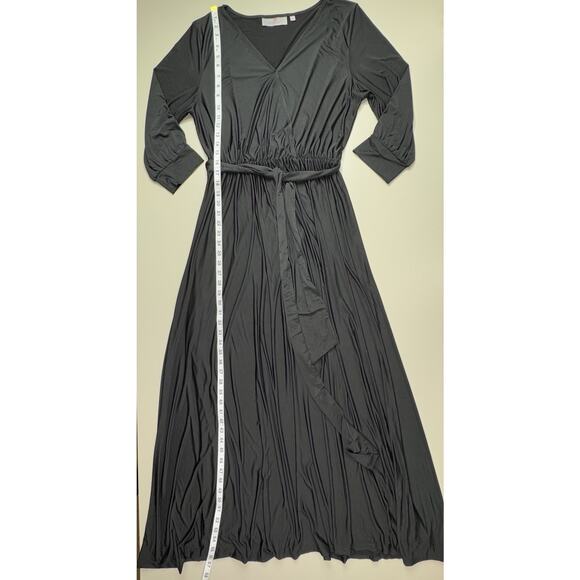 Laurie Felt Wrap Front Maxi Dress Dress L Black Goth Witchy Spooky Stretchy Glam - Picture 7 of 16